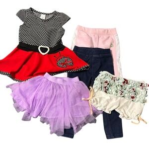 Kids 2T Bundle 5 Pieces Ladybug Dress Tutu Pants Outfit Set Girl Clothes Size 2T
